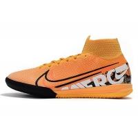 کفش فوتسال نایک مرکوریال سوپر فلای ساقدار طرح اصلی نارنجی سفید مشکی Nike Mercurial Superfly VII Elite IC Orange White Black